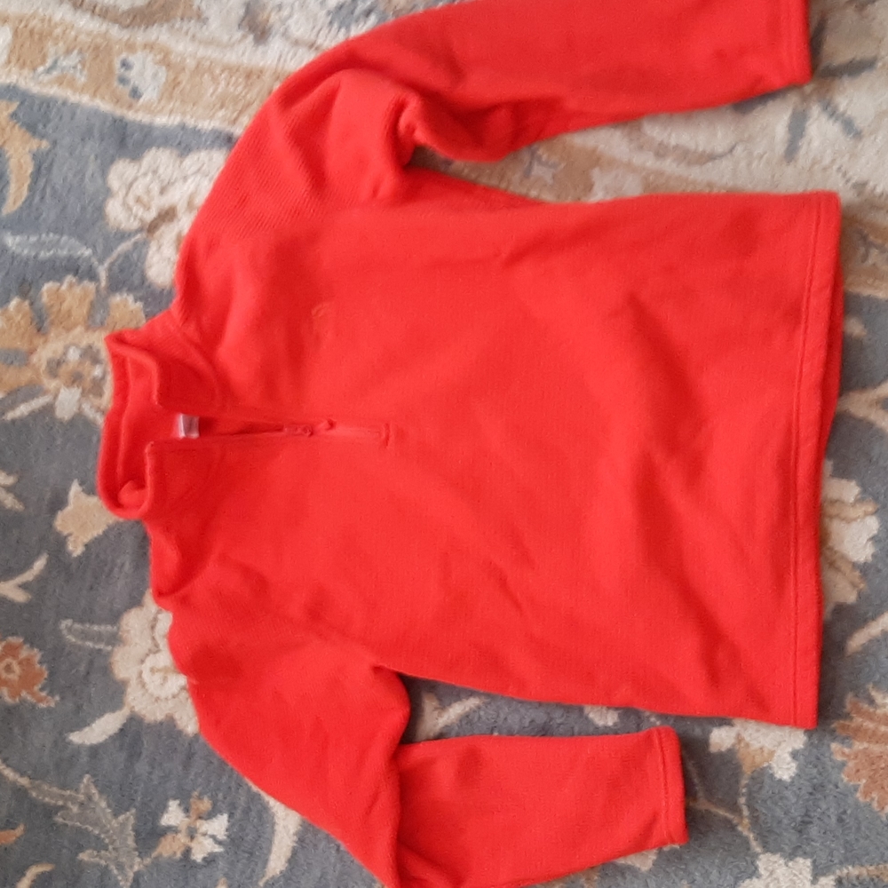 Red-Orange TNF Quarter Zip Cotton Blend Pullover Jacket/Sweater
